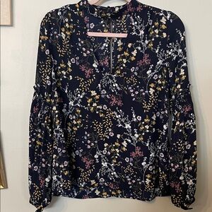 Lush Navy Floral Blouse